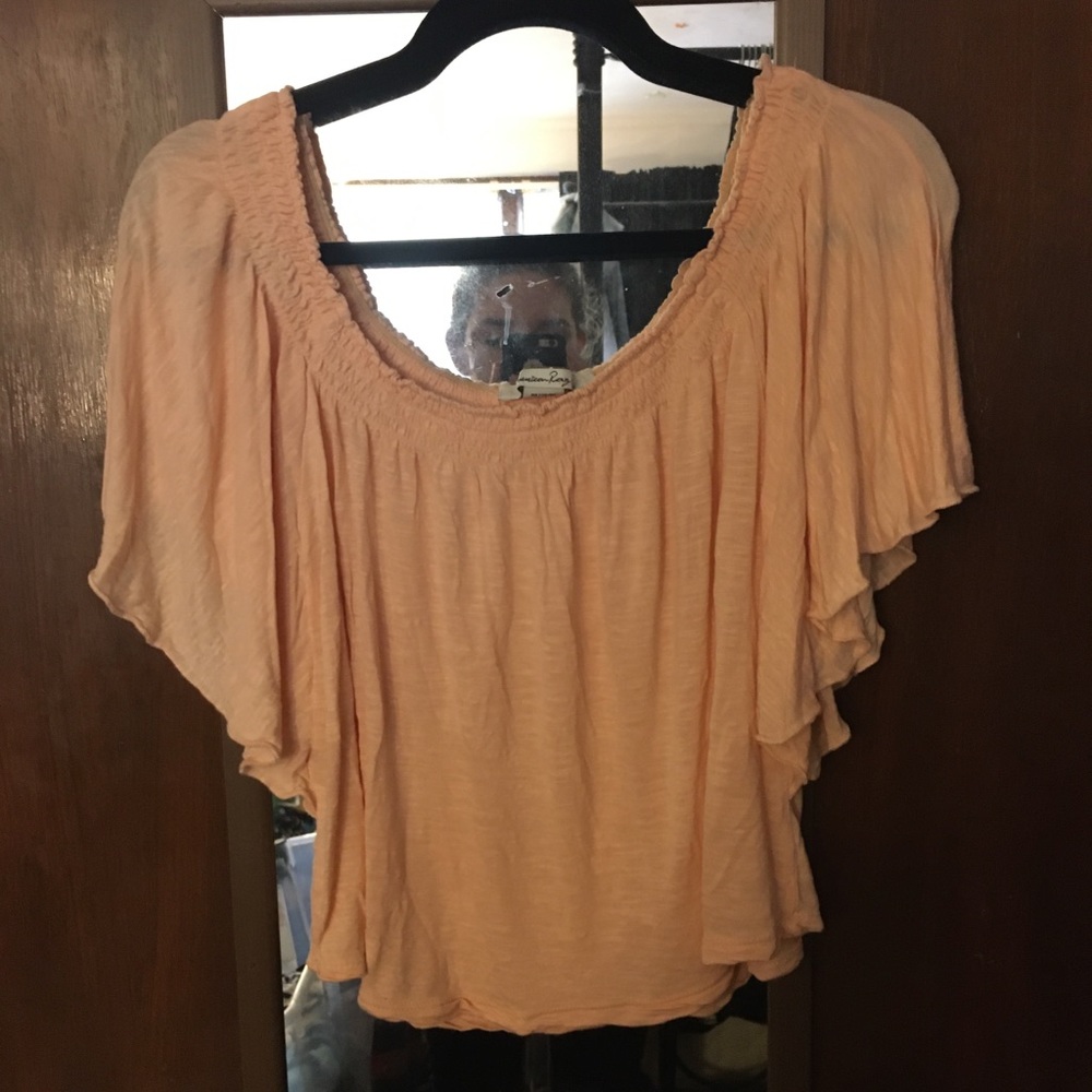 Peachy off the shoulder tee